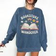 Bookstore Wanderers Retro Women Book Lovers Comfort Colors Sweatshirt Blue Jean
