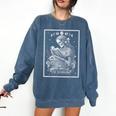 The Bookworm Book Reader Reading Tarot Card Witchy Moon Comfort Colors Sweatshirt Blue Jean