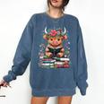 Bookworm Cute Baby Highland Cow Reading Book Comfort Colors Sweatshirt Blue Jean Bookworm Cute Baby Highland Cow Reading Book Comfort Colors Sweatshirt Blue Jean