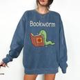 Bookworm Worm Reading Book Lover Read Books Librarian Comfort Colors Sweatshirt Blue Jean