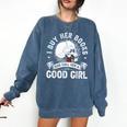 I Buy Her Books And Call Her A Good Girl Reading Book Lover Comfort Colors Sweatshirt Blue Jean