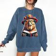 Capybara Bookworm Rodent Reading a Book Comfort Colors Sweatshirt Blue Jean