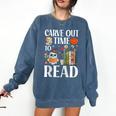 Carve Out Time To Read Halloween Ghost Books Raglan Baseball Tee Comfort Colors Sweatshirt Blue Jean