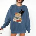 Cat And Books Flowers Reading Club Cat Lover Bookworm Comfort Colors Sweatshirt Blue Jean Cat And Books Flowers Reading Club Cat Lover Bookworm Comfort Colors Sweatshirt Blue Jean