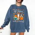 Cat Fall In Love With Reading Book Lover Autumn Comfort Colors Sweatshirt Blue Jean