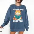 Cat Reading Books Bookworm Read One More Chapter Comfort Colors Sweatshirt Blue Jean