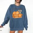 Cats Books And Coffee Heart Cozy Cat Lover Bookworm Readers Comfort Colors Sweatshirt Blue Jean