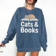 Cats And Books Comfort Colors Sweatshirt Blue Jean