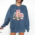 Caution Slippery When Reading Book Reader Comfort Colors Sweatshirt Blue Jean