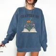 Chapter 80 Book Lovers & Readers 80th Birthday Wildflowers Comfort Colors Sweatshirt Blue Jean