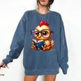 Chicken Reading a Book Farm Animal Chick Comfort Colors Sweatshirt Blue Jean Chicken Reading a Book Farm Animal Chick Comfort Colors Sweatshirt Blue Jean