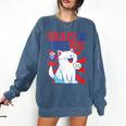 Childless Cat Ladies Vote Kamala Harris Cute Comic Book Cat Comfort Colors Sweatshirt Blue Jean