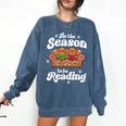 Christmas Book Lover Gingerbread Library Reading Bookaholic Comfort Colors Sweatshirt Blue Jean