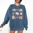 Christmas Book Lover Reading Reader Men Women Kids Xmas Comfort Colors Sweatshirt Blue Jean