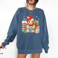 Christmas Gingerbread Man Reading Book Snowflake Teacher Comfort Colors Sweatshirt Blue Jean Christmas Gingerbread Man Reading Book Snowflake Teacher Comfort Colors Sweatshirt Blue Jean