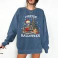 Christmas Outfit I Prefer Halloween Book Reading Skeleton Comfort Colors Sweatshirt Blue Jean Christmas Outfit I Prefer Halloween Book Reading Skeleton Comfort Colors Sweatshirt Blue Jean
