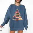 Christmas Tree Book Bookworm Comfort Colors Sweatshirt Blue Jean