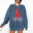 Clifford The Big Red Dog Pink Text With Bow Illustrated Book Comfort Colors Sweatshirt Blue Jean Clifford The Big Red Dog Pink Text With Bow Illustrated Book Comfort Colors Sweatshirt Blue Jean