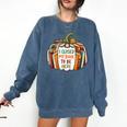 I Closed My Book To Be Here Fall Pumpkin Comfort Colors Sweatshirt Blue Jean