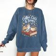 Coffee Cats & Books Cute Cat Book Lover Reading Comfort Colors Sweatshirt Blue Jean Coffee Cats & Books Cute Cat Book Lover Reading Comfort Colors Sweatshirt Blue Jean