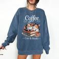 Coffee Cats And Books Cozy Calico Reader Love Cute Cat Comfort Colors Sweatshirt Blue Jean Coffee Cats And Books Cozy Calico Reader Love Cute Cat Comfort Colors Sweatshirt Blue Jean