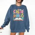 Color Our World Book Reading Program 2026 Summer Comfort Colors Sweatshirt Blue Jean
