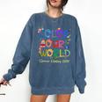 Color Our World Summer Reading 2025 Boho Wildflower Book Comfort Colors Sweatshirt Blue Jean