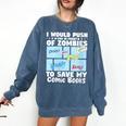 Comics Collecting Book Collector Guide Comics Lover Comfort Colors Sweatshirt Blue Jean