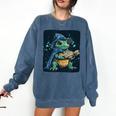Cool Magical Book With Wizard Turtle For Adults And Kids Comfort Colors Sweatshirt Blue Jean