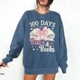 Coquette 100 Days Of Bows Books Reading 100th Day Of School Comfort Colors Sweatshirt Blue Jean Coquette 100 Days Of Bows Books Reading 100th Day Of School Comfort Colors Sweatshirt Blue Jean