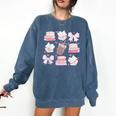 Coquette Bow Book Coffee Valentines Bookish Library Teacher Comfort Colors Sweatshirt Blue Jean