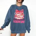 Coquette Bow All Booked For Valentine Book Lover Bookish Comfort Colors Sweatshirt Blue Jean