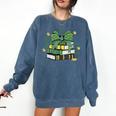 Coquette Bow Books St Patrick's Shamrock Bookworm Librarian Comfort Colors Sweatshirt Blue Jean Coquette Bow Books St Patrick's Shamrock Bookworm Librarian Comfort Colors Sweatshirt Blue Jean
