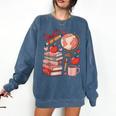 Coquette Teacher School Supplies Bows Books Globe Apple Cute Comfort Colors Sweatshirt Blue Jean