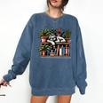 Cosy Sloth In Bookshelf With Plants Comfort Colors Sweatshirt Blue Jean