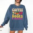 Crochet Coffee Reading Books Crocheter Crocheting Comfort Colors Sweatshirt Blue Jean Crochet Coffee Reading Books Crocheter Crocheting Comfort Colors Sweatshirt Blue Jean