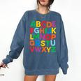 Cute ABCs Shirt Alphabet Colorful Letters Reading Books Kids Comfort Colors Sweatshirt Blue Jean