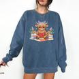 Cute Baby Highland Cow Reading Book Lover Toddler Comfort Colors Sweatshirt Blue Jean Cute Baby Highland Cow Reading Book Lover Toddler Comfort Colors Sweatshirt Blue Jean