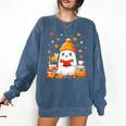 Cute Beanie Ghost Bookworm Cozy Book Reading Halloween Comfort Colors Sweatshirt Blue Jean Cute Beanie Ghost Bookworm Cozy Book Reading Halloween Comfort Colors Sweatshirt Blue Jean