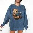 Cute Book Sea Otter Comfort Colors Sweatshirt Blue Jean