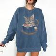 Cute Cat Reading Books With Tea Comfort Colors Sweatshirt Blue Jean Cute Cat Reading Books With Tea Comfort Colors Sweatshirt Blue Jean