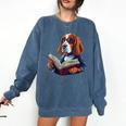 Cute Dog Basset Hound Reading Book Comfort Colors Sweatshirt Blue Jean Cute Dog Basset Hound Reading Book Comfort Colors Sweatshirt Blue Jean