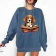 Cute Dog Beagle Reading Book Comfort Colors Sweatshirt Blue Jean Cute Dog Beagle Reading Book Comfort Colors Sweatshirt Blue Jean