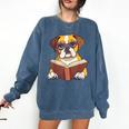 Cute Dog Boxer Reading Book Comfort Colors Sweatshirt Blue Jean Cute Dog Boxer Reading Book Comfort Colors Sweatshirt Blue Jean