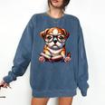 Cute Dog Puppy English Bulldog Reading Book Comfort Colors Sweatshirt Blue Jean Cute Dog Puppy English Bulldog Reading Book Comfort Colors Sweatshirt Blue Jean