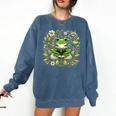 Cute Floral Frog Book Reading Comfort Colors Sweatshirt Blue Jean Cute Floral Frog Book Reading Comfort Colors Sweatshirt Blue Jean
