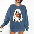 Cute Ghost Cat Reading Book Spooky Season Halloween Costume Comfort Colors Sweatshirt Blue Jean