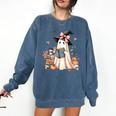 Cute Ghost Reading Book Librarian Book Lover Comfort Colors Sweatshirt Blue Jean