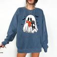 Cute Halloween Ghost Reading Book Comfort Colors Sweatshirt Blue Jean Cute Halloween Ghost Reading Book Comfort Colors Sweatshirt Blue Jean