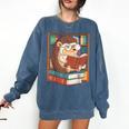 Cute Hedgehog Book Nerd Comfort Colors Sweatshirt Blue Jean Cute Hedgehog Book Nerd Comfort Colors Sweatshirt Blue Jean